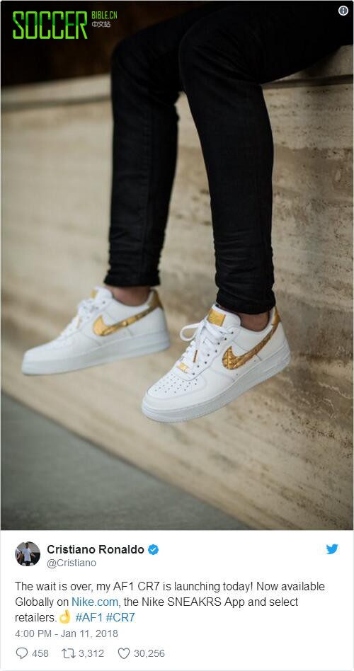 致敬C罗 耐克发布Air Force 1 CR7 Golden Patchwork运动鞋